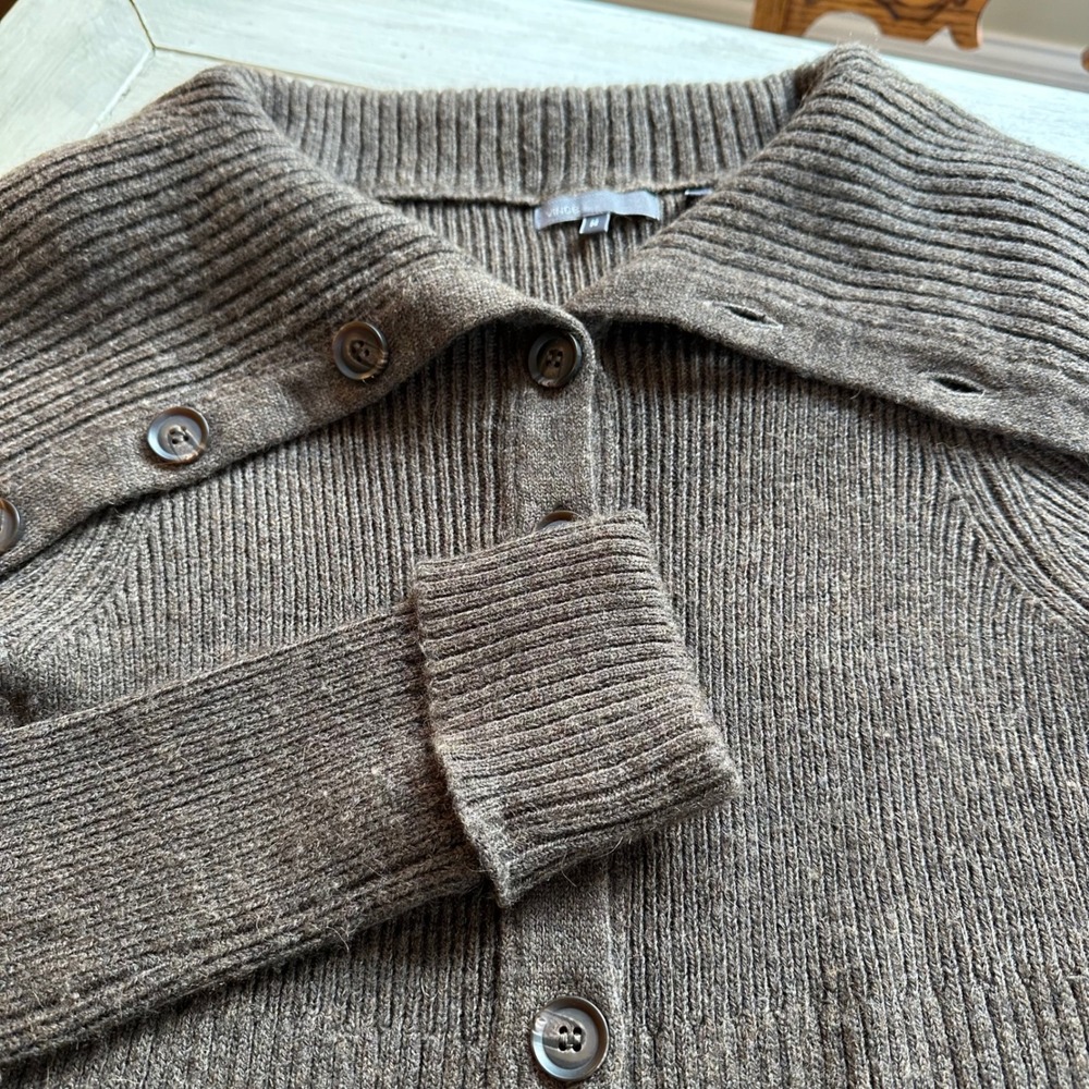 Vince Women's M Brown Merino Wool Alpaca Blend‎ Button Front Knit Cardigan